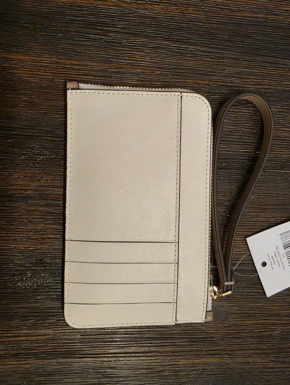 NWT Kate Spade Lucy Small L-Zip Wristlet Bicolor Saffiano Toasted Hazelnut
